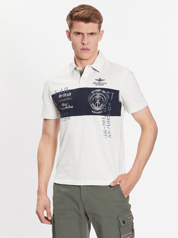 Aeronautica Militare Aeronautica Militare Тениска с яка и копчета 231PO1683P310 Бял Regular Fit