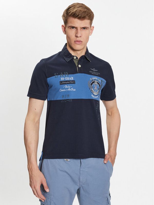 Aeronautica Militare Aeronautica Militare Тениска с яка и копчета 231PO1683P310 Тъмносин Regular Fit