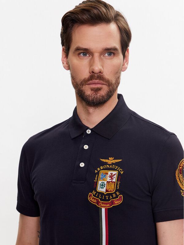 Aeronautica Militare Aeronautica Militare Тениска с яка и копчета 231PO1691P191 Тъмносин Regular Fit