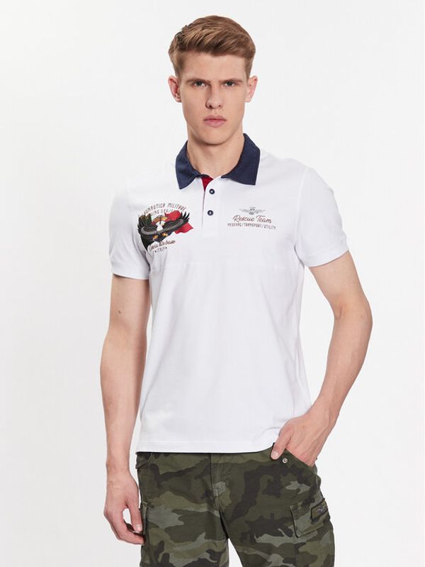 Aeronautica Militare Aeronautica Militare Тениска с яка и копчета 231PO1693J595 Бял Regular Fit