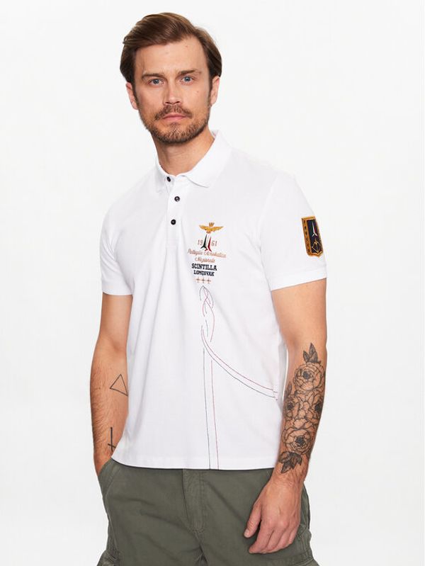 Aeronautica Militare Aeronautica Militare Тениска с яка и копчета 231PO1695P191 Бял Regular Fit