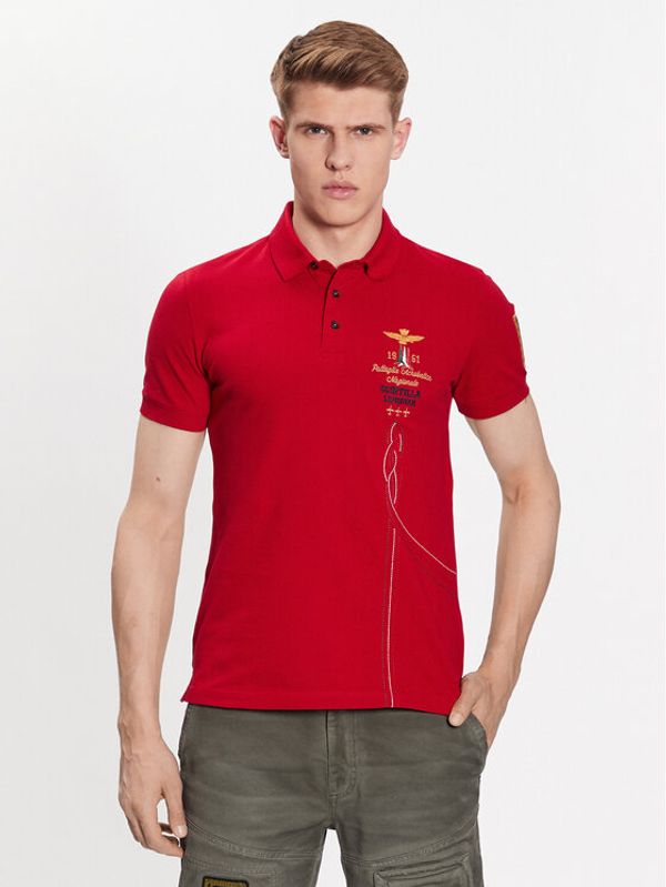 Aeronautica Militare Aeronautica Militare Тениска с яка и копчета 231PO1695P191 Червен Regular Fit