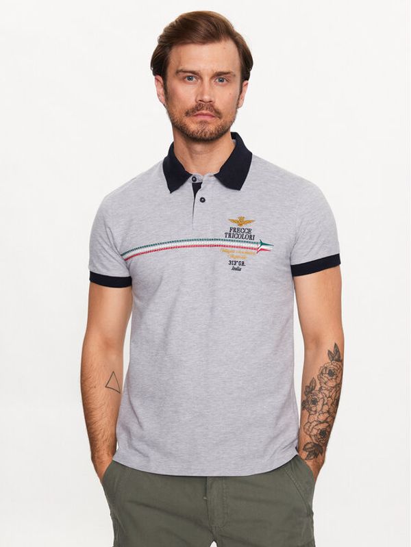 Aeronautica Militare Aeronautica Militare Тениска с яка и копчета 231PO1698P315 Сив Regular Fit