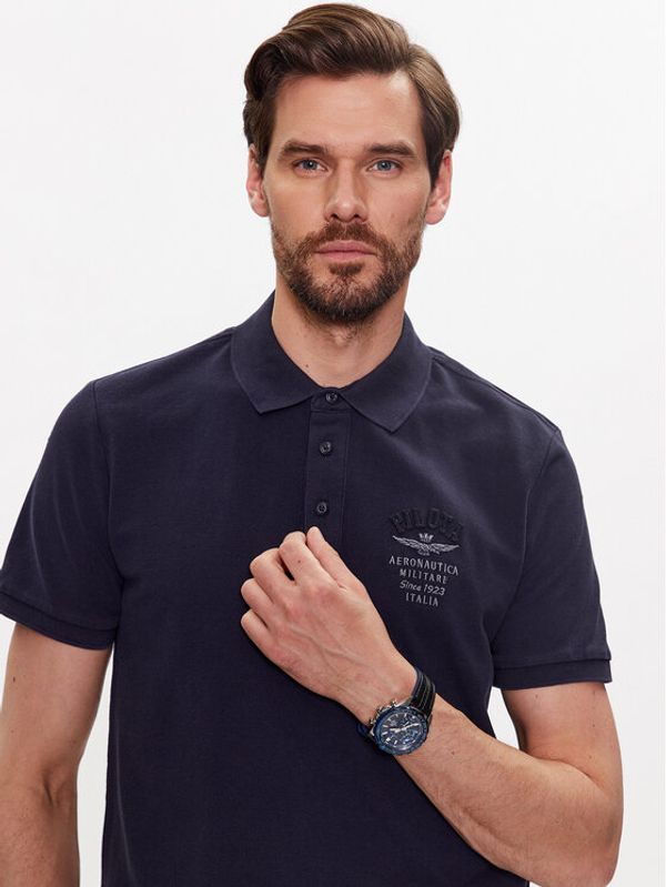 Aeronautica Militare Aeronautica Militare Тениска с яка и копчета 231PO1699P313 Тъмносин Regular Fit