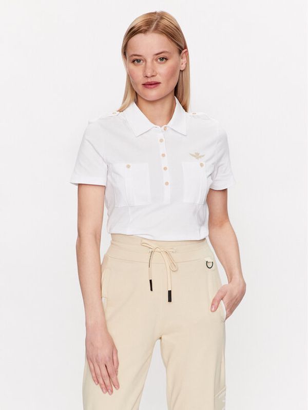 Aeronautica Militare Aeronautica Militare Тениска с яка и копчета 231PO1702DP317 Бял Regular Fit