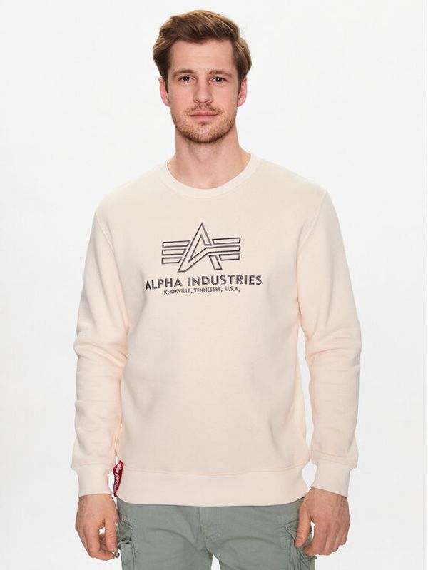 Alpha Industries Alpha Industries Пуловер Basic Sweater Embroidery Екрю Regular Fit