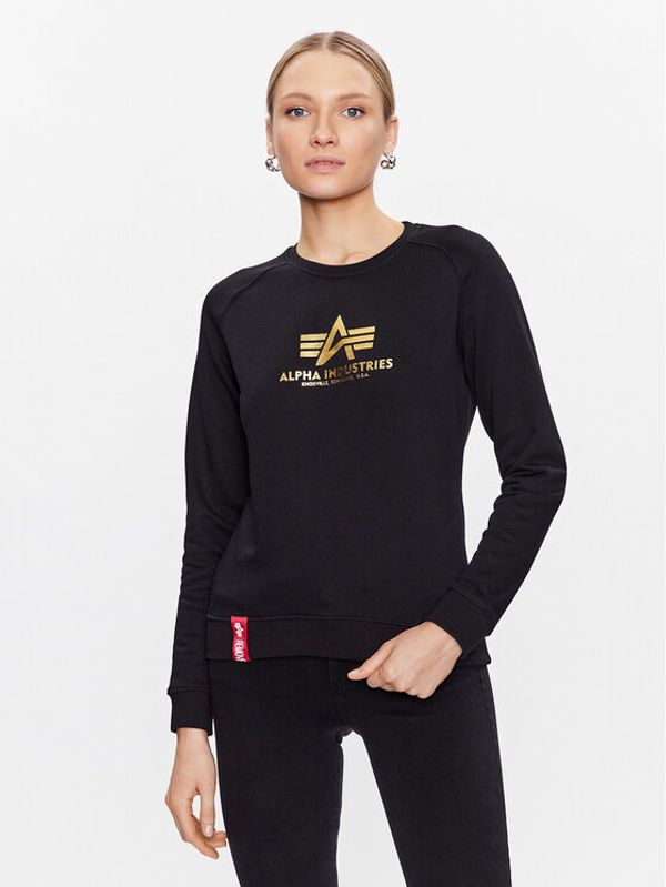 Alpha Industries Alpha Industries Пуловер New Basic Sweater Foil Print Черен Regular Fit