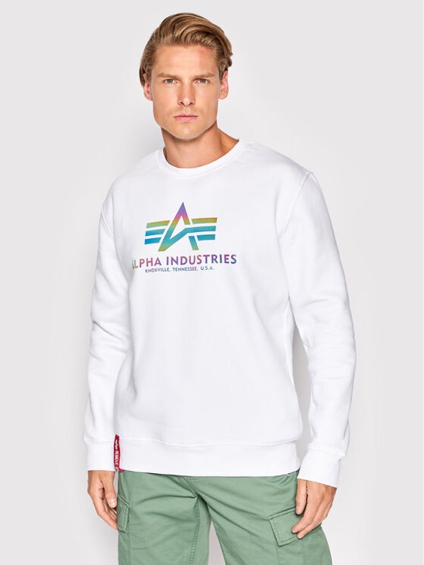 Alpha Industries Alpha Industries Суитшърт Basic Rainbow Print 178302RR Бял Regular Fit