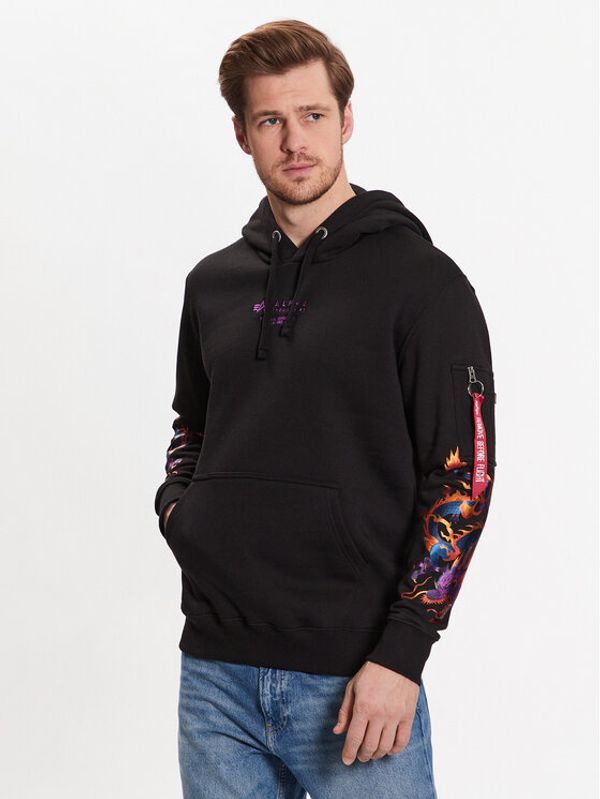 Alpha Industries Alpha Industries Суитшърт Dragon EMB Hoody Черен Regular Fit