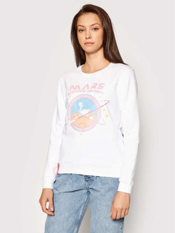 Alpha Industries Alpha Industries Суитшърт Mission To Mars 126070 Бял Regular Fit
