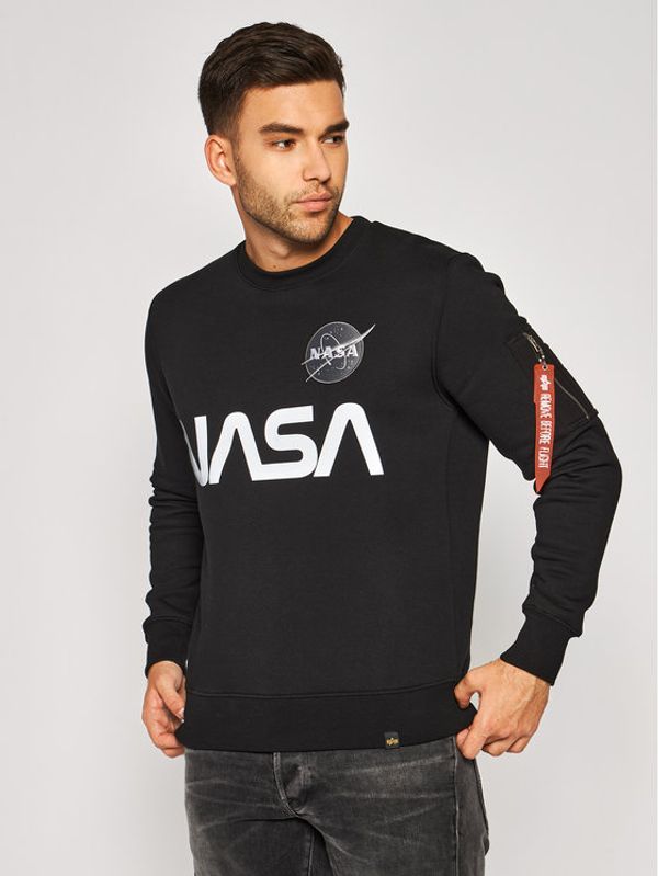 Alpha Industries Alpha Industries Суитшърт Nasa Reflective 178309 Черен Regular Fit