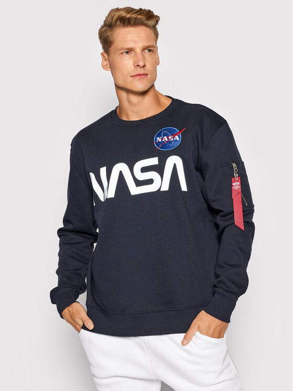 Alpha Industries Alpha Industries Суитшърт Nasa Reflective 178309 Тъмносин Regular Fit