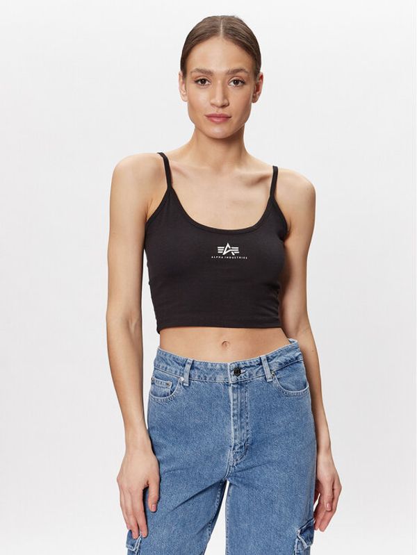 Alpha Industries Alpha Industries Тишърт Basic Crop-Top SL Wmn Черен Regular Fit