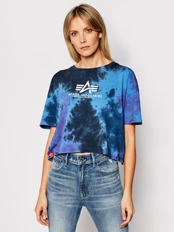 Alpha Industries Alpha Industries Тишърт Basic T Batik Cos 116083 Тъмносин Oversize