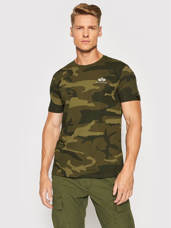 Alpha Industries Alpha Industries Тишърт Basic T Small Logo Camo 188505C Зелен Regular Fit