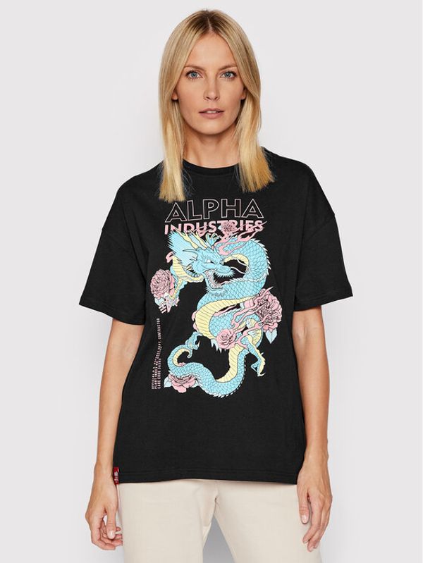 Alpha Industries Alpha Industries Тишърт Heritage Dragon 106064 Черен Oversize