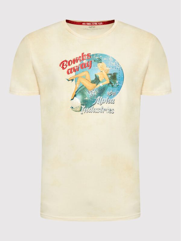 Alpha Industries Alpha Industries Тишърт Nose Art 106520 Бежов Regular Fit