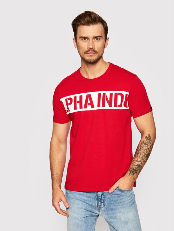 Alpha Industries Alpha Industries Тишърт Printed Stripe 118511 Червен Regular Fit