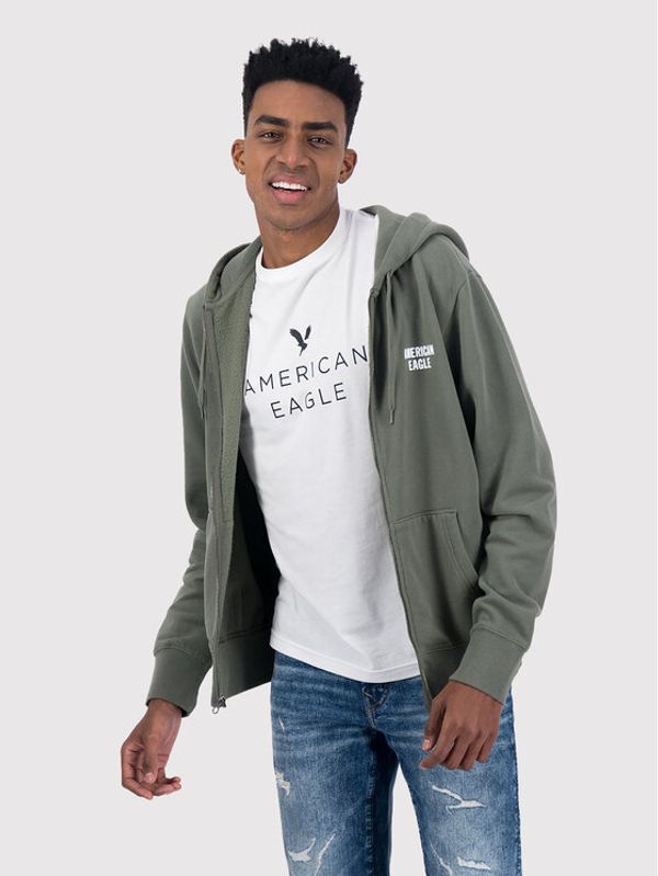 American Eagle American Eagle Суитшърт 019-0196-1658 Зелен Regular Fit