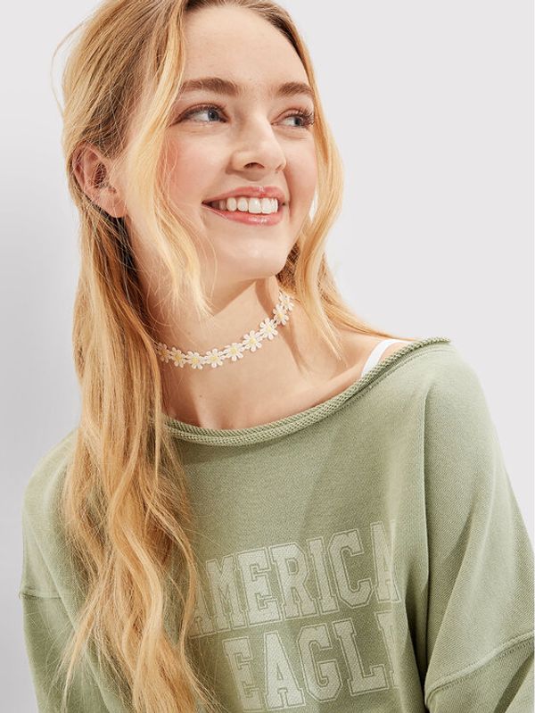 American Eagle American Eagle Суитшърт 045-2532-1637 Зелен Oversize