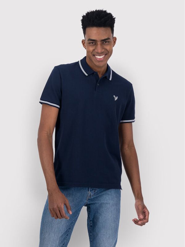 American Eagle American Eagle Тениска с яка и копчета 018-1165-9152 Тъмносин Slim Fit