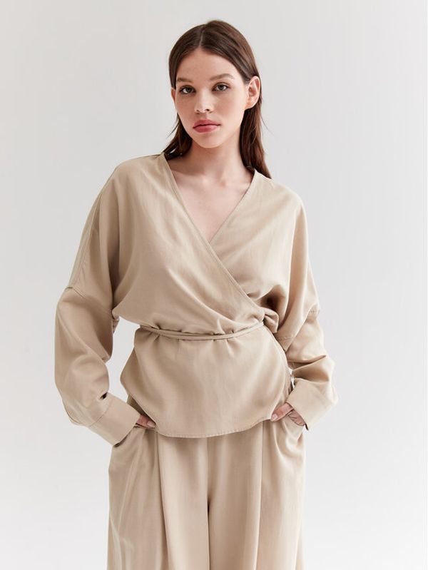 Americanos Americanos Блуза Vermont Wrap Бежов Relaxed Fit