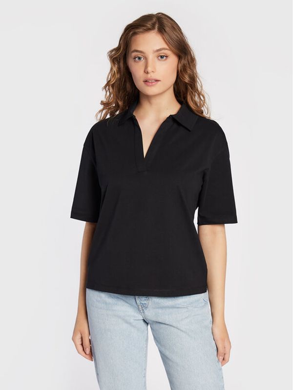 Ba&sh Ba&sh Тениска с яка и копчета Izzy 1H22IZZY Черен Regular Fit