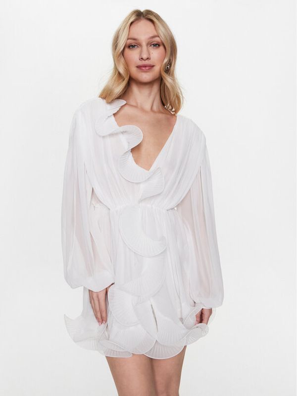 Babylon Babylon Коктейлна рокля S-MF0213 Бял Regular Fit