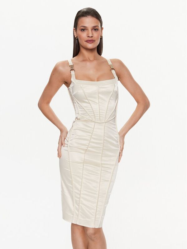 Babylon Babylon Коктейлна рокля S_E00748 Екрю Slim Fit