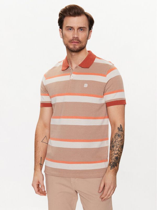 Baldessarini Baldessarini Тениска с яка и копчета 10037/000/5166 Кафяв Regular Fit