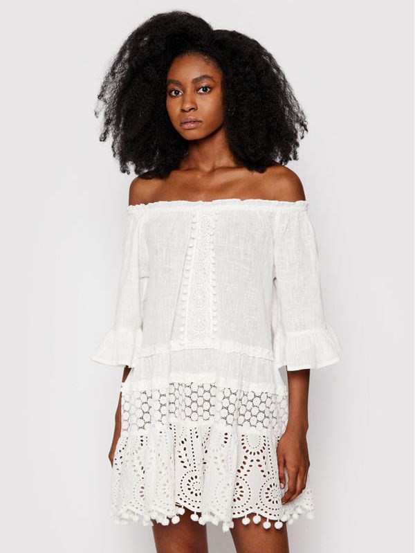 Banana Moon Banana Moon Плажна рокля Dalya Spelly Бял Regular Fit