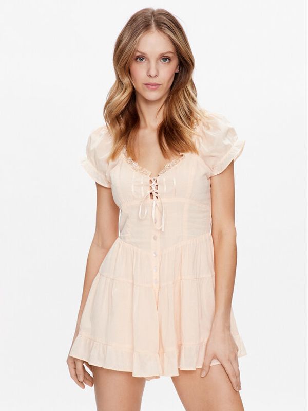 BDG Urban Outfitters BDG Urban Outfitters Гащеризон BDG LILLY LACE PLAYSUIT 76465715 Екрю V-Neck Fit