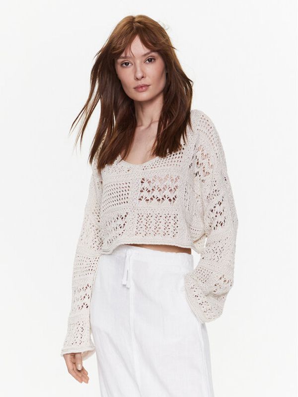 BDG Urban Outfitters BDG Urban Outfitters Пуловер BDG MIX TEXTURE OPEN KNIT 76469063 Бял Cropped Fit