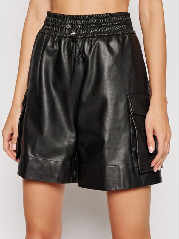 Birgitte Herskind Birgitte Herskind Кожени шорти Berta 4005715 Черен Relaxed Fit