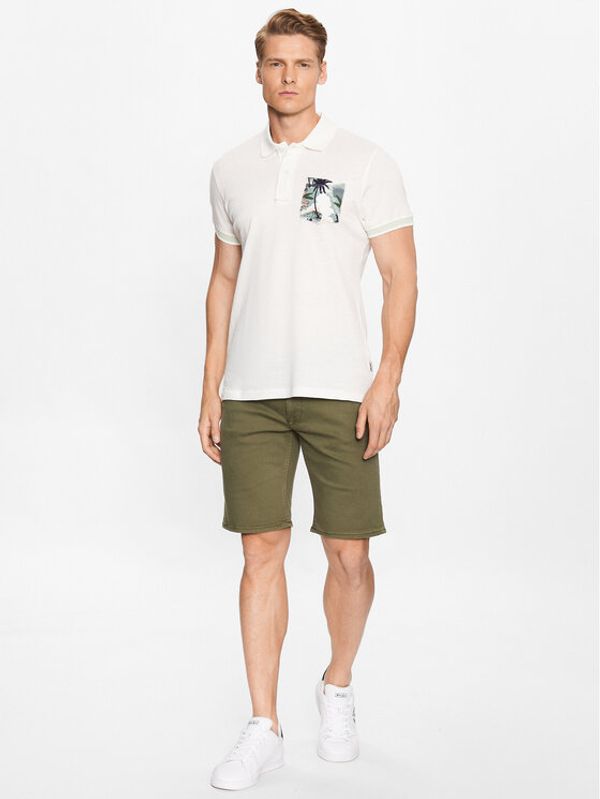 Blend Blend Тениска с яка и копчета 20715469 Бял Regular Fit