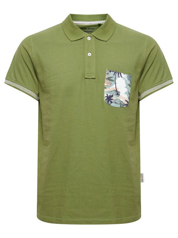Blend Blend Тениска с яка и копчета 20715469 Зелен Regular Fit