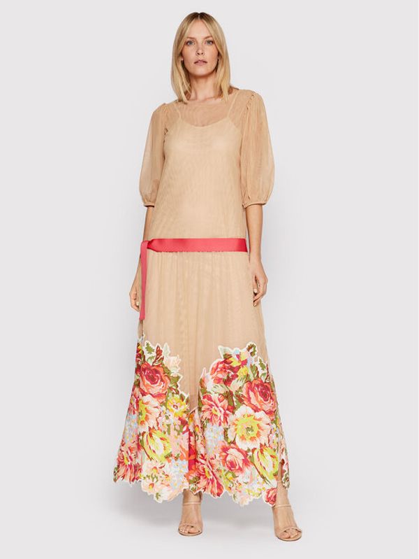 Blugirl Blumarine Blugirl Blumarine Коктейлна рокля RA2074-J6393 Бежов Relaxed Fit