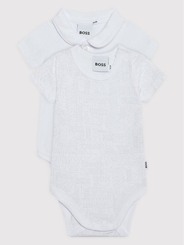 Boss Boss Комплект от 2 броя детски бодита J98363 Бял Regular Fit