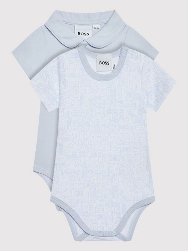 Boss Boss Комплект от 2 броя детски бодита J98363 Син Regular Fit