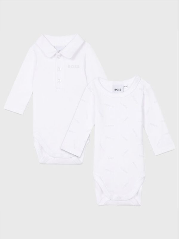Boss Boss Комплект от 2 броя детски бодита J98380 Бял Regular Fit