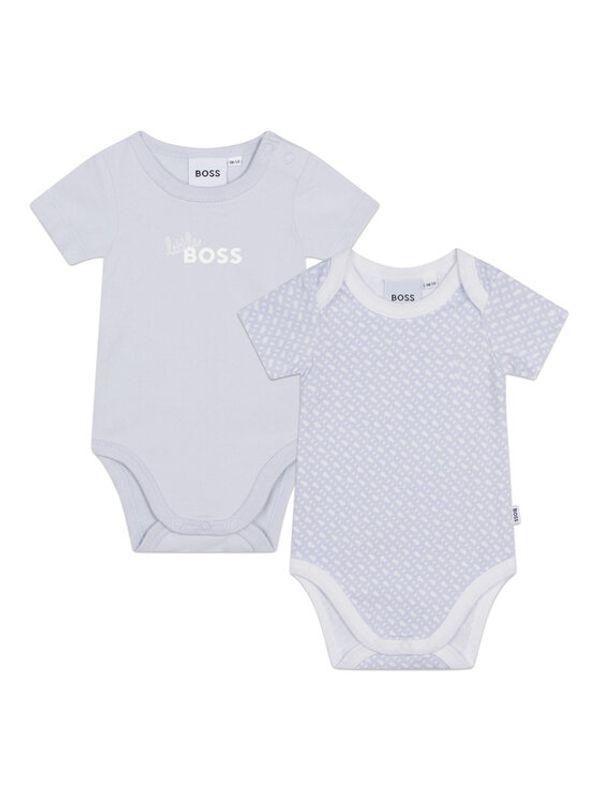 Boss Boss Комплект от 2 броя детски бодита J98407 Син Regular Fit