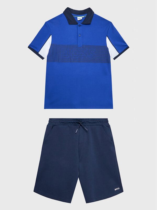 Boss Boss Комплект от тениска с яка и къси панталони J28112 S Тъмносин Regular Fit