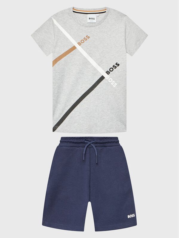 Boss Boss Комплект тишърт и панталонки J28110 M Сив Regular Fit