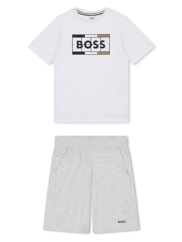 Boss Boss Комплект тишърт и панталонки J28111 S Бял Regular Fit