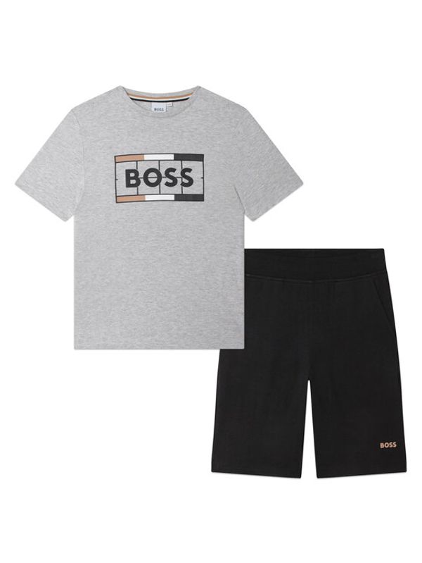 Boss Boss Комплект тишърт и спортни шорти J28111 S Сив Regular Fit