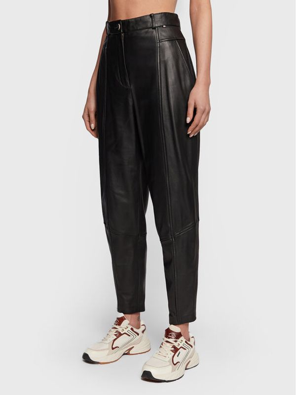 Boss Boss Кожени панталони Sistine 50476100 Черен Regular Fit