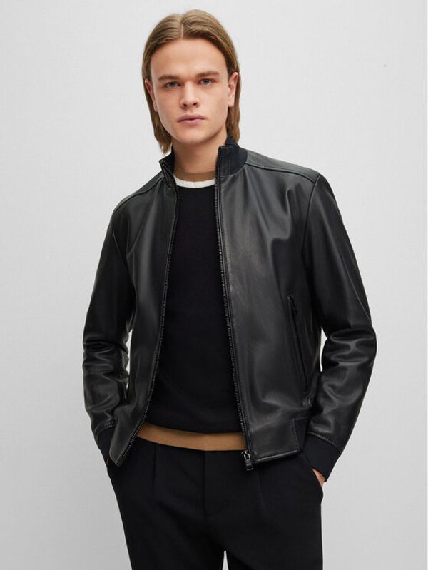 Boss Boss Кожено яке 50485081 Черен Regular Fit