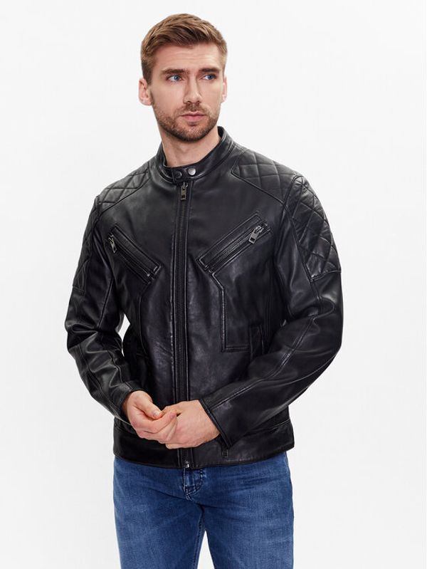 Boss Boss Кожено яке 50485083 Черен Slim Fit