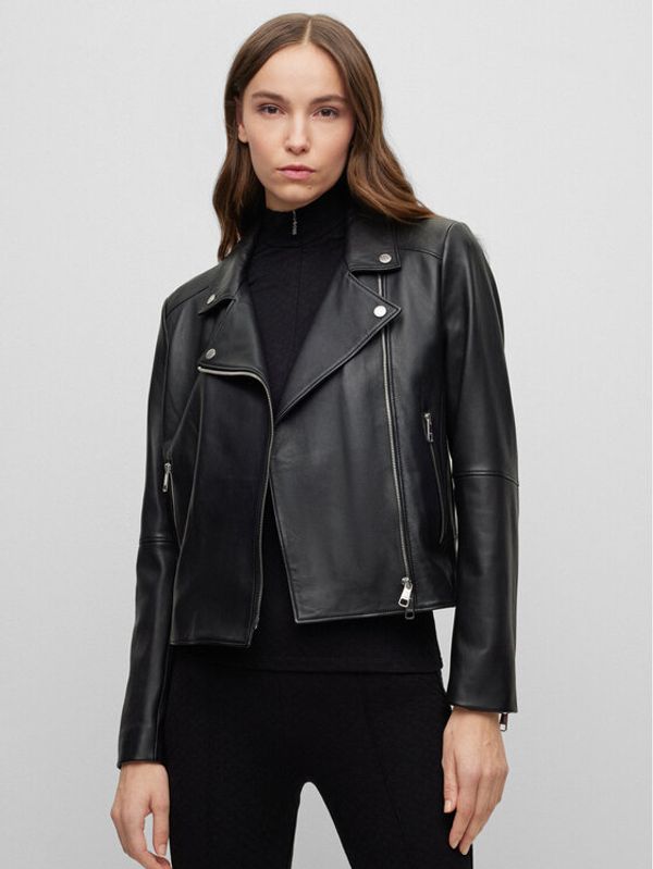 Boss Boss Кожено яке 50489134 Черен Slim Fit