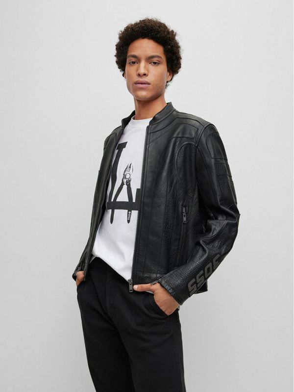 Boss Boss Кожено яке 50492783 Черен Slim Fit